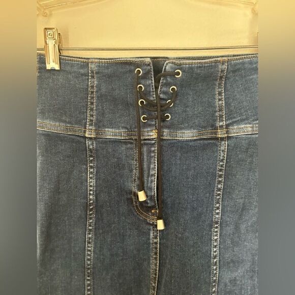 NWT Free People denim lace up skirt size 0 97 % cotton - Picture 5 of 7